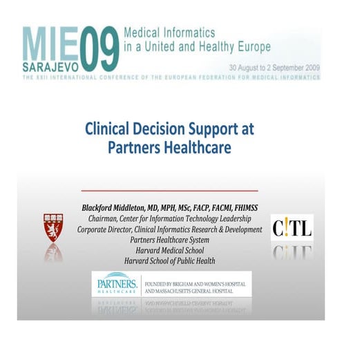 MIE2009 Keynote Address: Clinical Decision Support