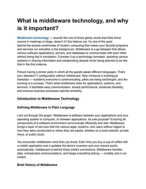 Middleware Technology and its importants
