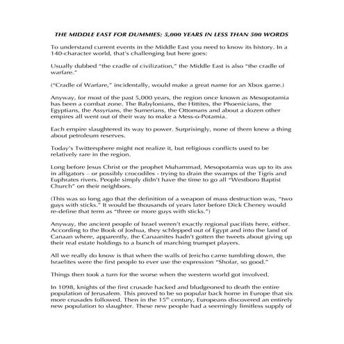 The Middle East For Dummies: 5,000 Years In Less Than 500 Words | PDF