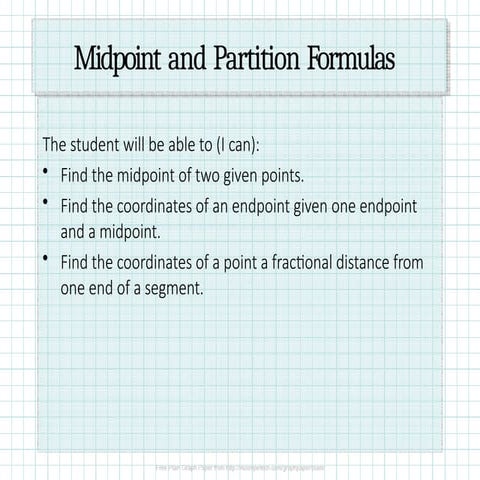 midpoint and partition formula for geometry
