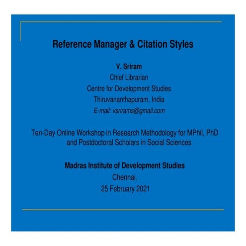 Reference Manager and Citation Styles