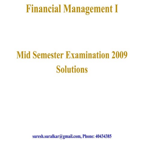 Mid semester exam solutions, 2009