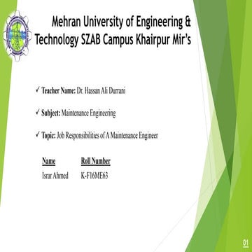 Job Responsibilities of A Maintenance Engineer