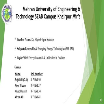 Wind Energy Potential & Utilization in Pakistan