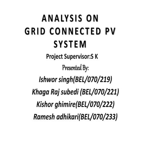Mid term report on analysis of grid connected PV system