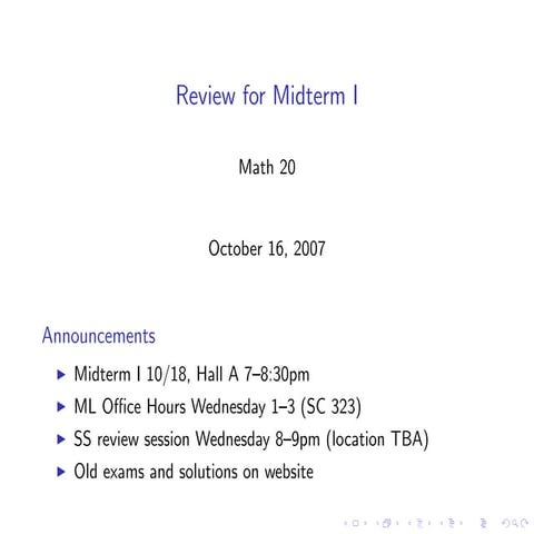 Midterm I Review