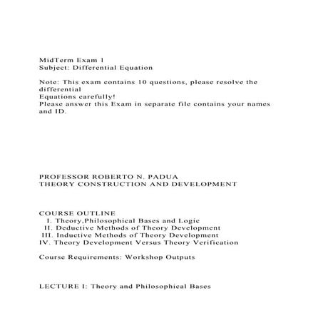 MidTerm Exam 1Subject Differential EquationNote This e.docx