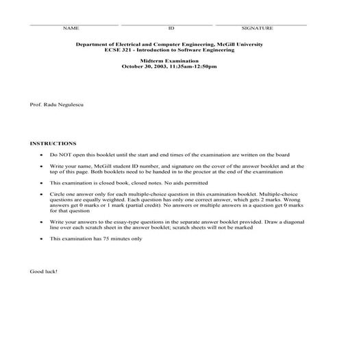 Midterm Exam Solutions Fall03