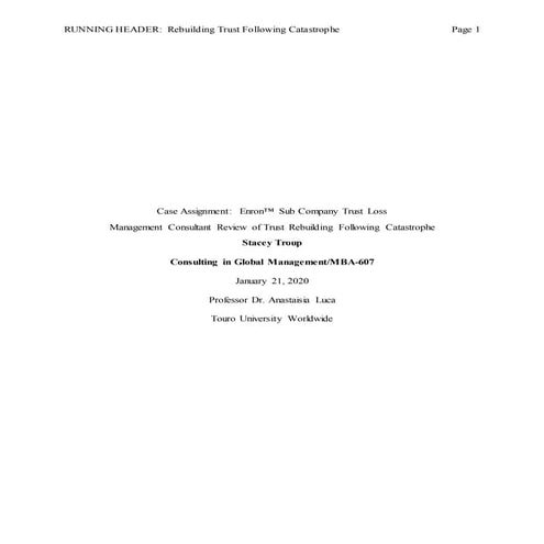 Rebuilding Trust/Corporate Culture