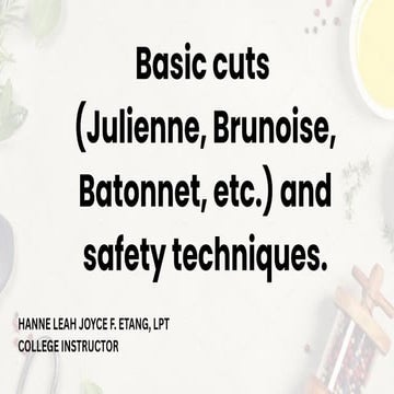 Mastering Basic Culinary Cuts and Safety Techniques in Food Preparation ...