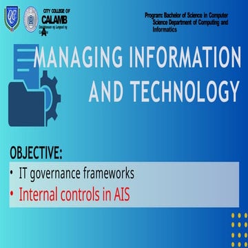 Comprehensive Overview of IT Governance and Internal Controls in AIS | PPTX
