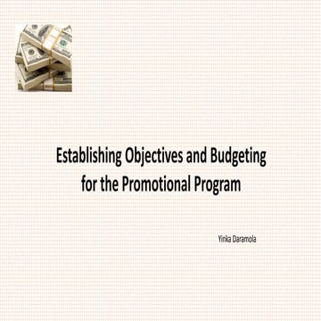 Establishing Objectives and Budgeting for your Promotional Program