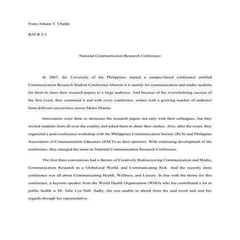 Midterm in Advance Comm Theo (NCRC/Theory Essay) - Franz Johann T. Ubalde