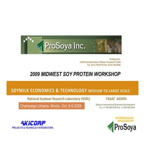 Soy Milk Presentation by Ysaac Akinin Oct 2009 WISHH- Illinois