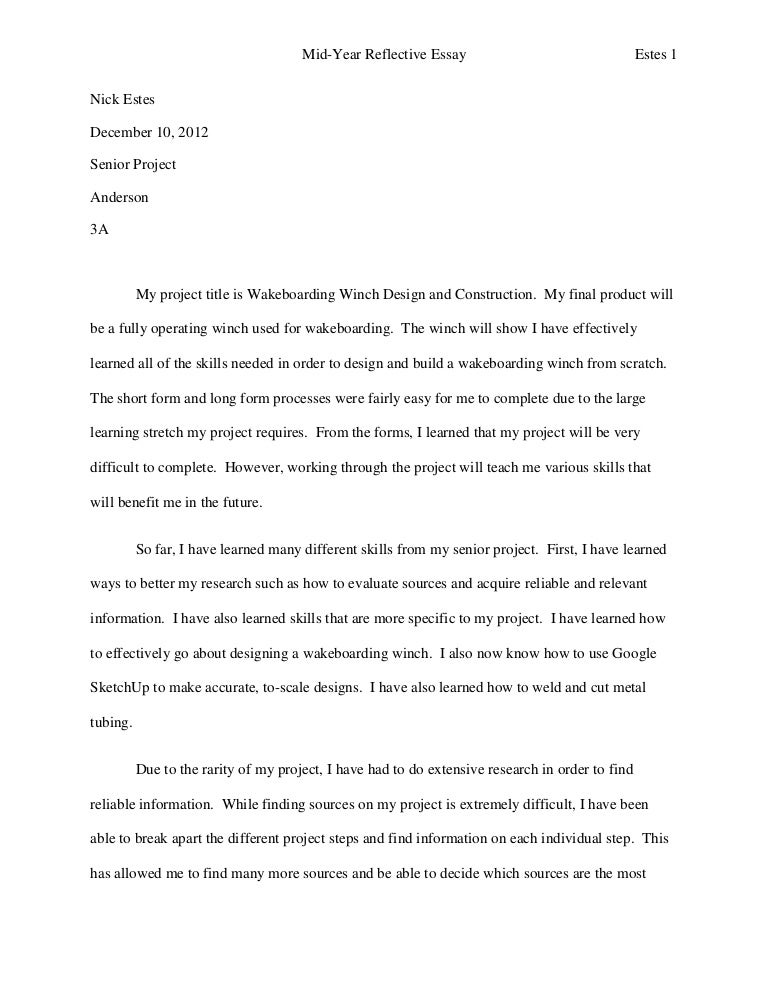 Help on reflective essay thesis