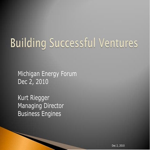 December 2010 - Michigan Energy Forum - Kurt Riegger