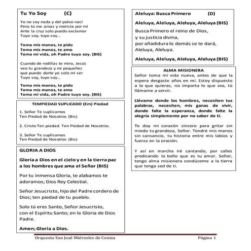 Miercoles de ceniza orquesta san jose