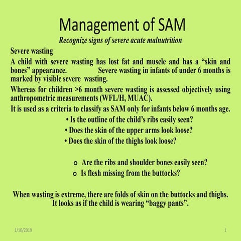 Management Guidelines of Severe Acute Malnutrition SAM in Pediatrics