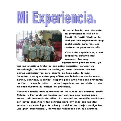 Mi experiencia en el jardín infantil pituffin | DOCX