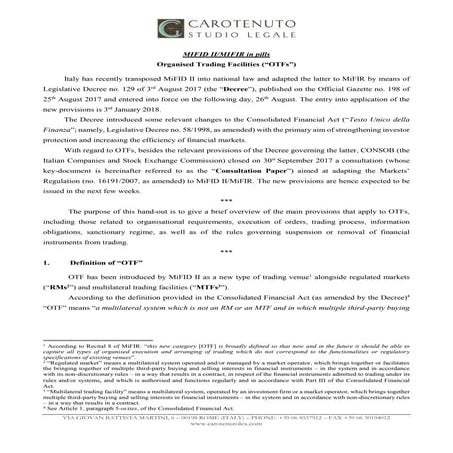 MiFID II/MiFIR in pills: Organised trading facilities_CSL_3Nov17