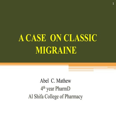 Migraine case Presentation SOAP format for PharmD students