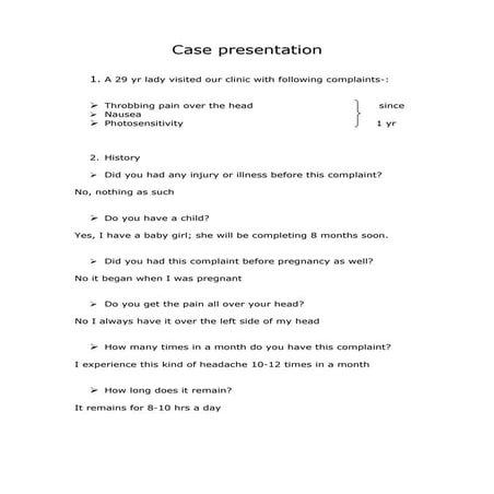 Migraine case presentation | DOC