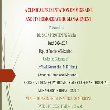Migraine its presentation and management | PPT