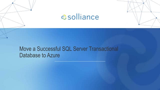 Migrate a successful transactional database to azure