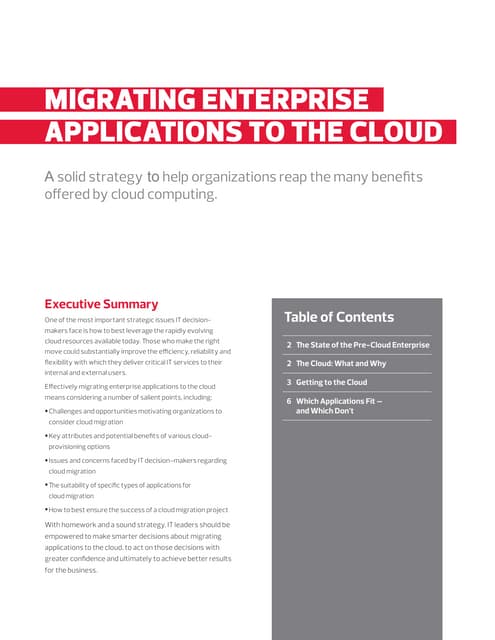 Migrating enterprise applications to cloud