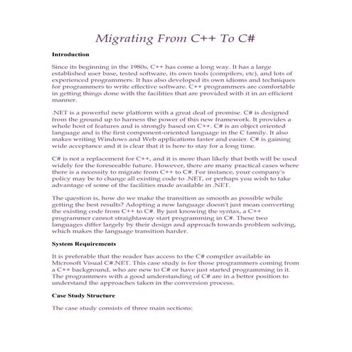 Migrating From Cpp To C Sharp | PDF