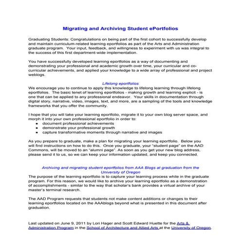 Archiving and Migrating your ePortfolio