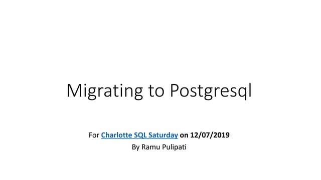 Migrating to postgresql