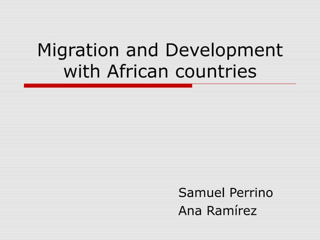 Migration and Development with African Countries.