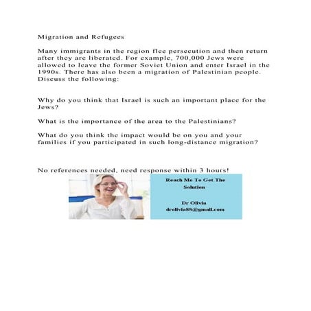 Migration and RefugeesMany immigrants in the region flee persecu.docx