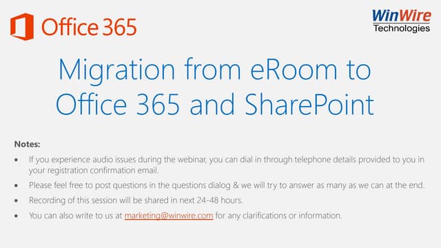Migration from eRoom to office 365 