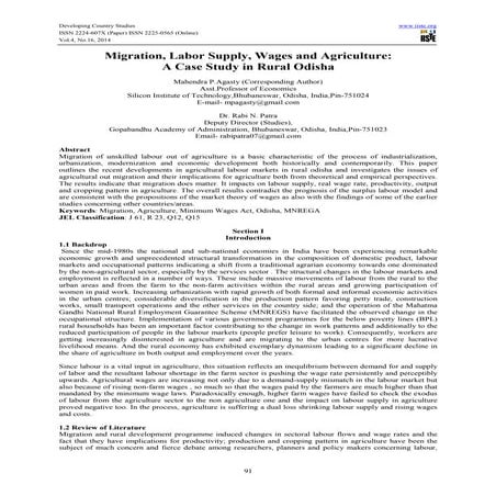 Migration, labor supply, wages and agriculture