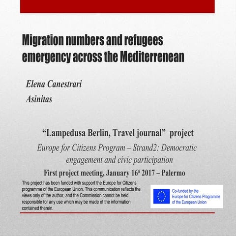 Migration numbers and refugees emergency across the mediterrenean