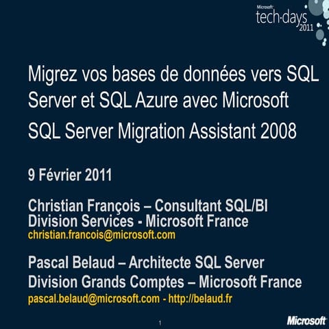 Migrez vos bases de données vers SQL Server et SQL Azure avec Microsoft SQL S...