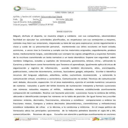 Informe descriptivo