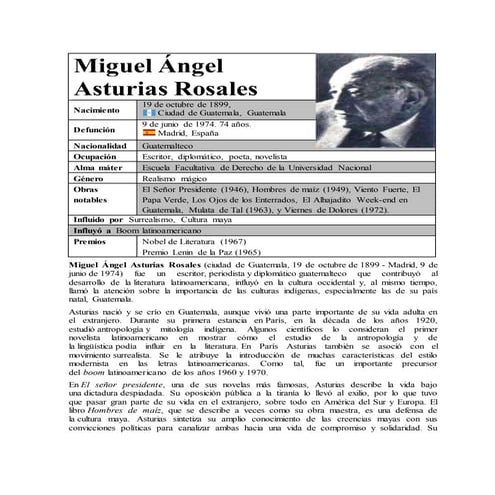 Biografía Miguel Ángel Asturias | DOCX