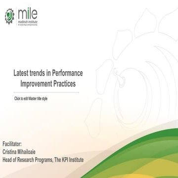  Latest trends in Performance Improvement Practices