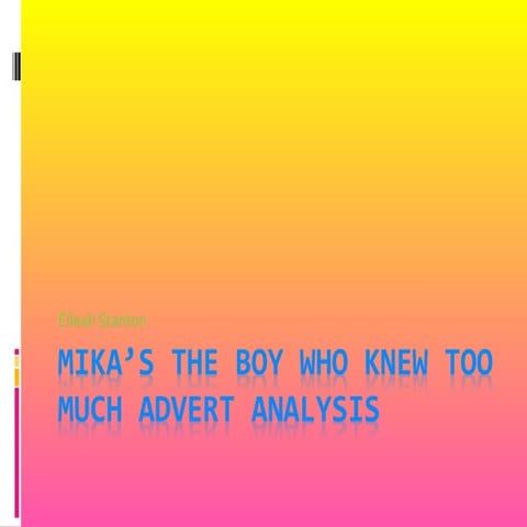 MIKA // The Boy Who Knew Too Much Advert ANALYSIS