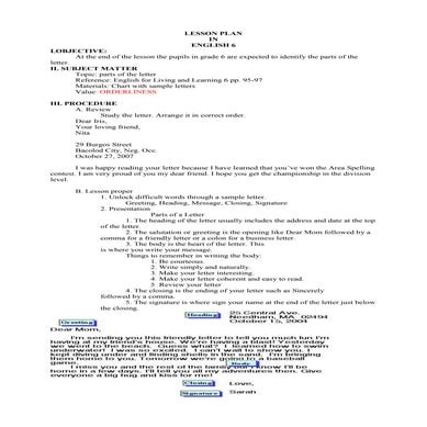 lesson plan for grade 6