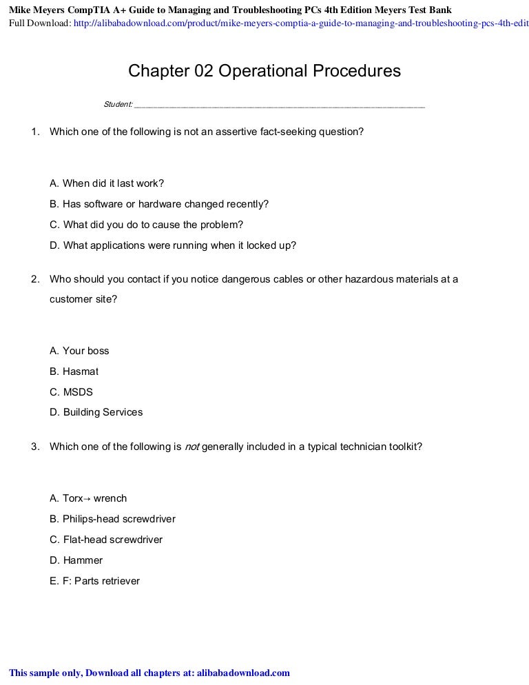 Mike Meyers Ptia A Guide To Managing And Troubleshooting Pcs 4th