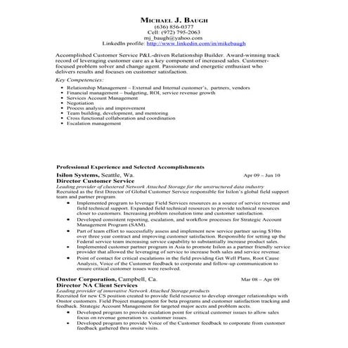 Michael J Baugh Linked In Resume