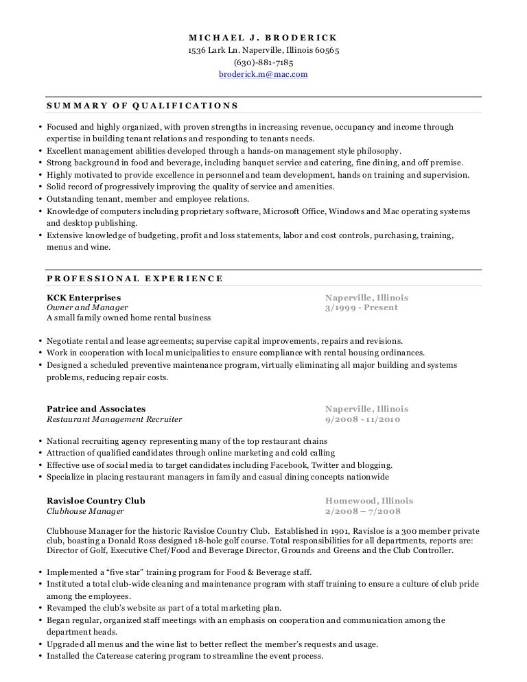 michael broderick resume family business resumes