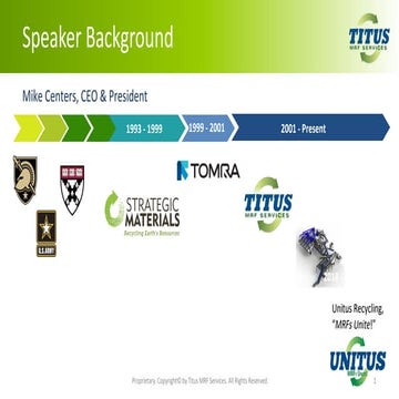 CLOSING THE LOOP ON MATERIALS COLLECTED AND SORTING: CURBSIDE COLLECTION