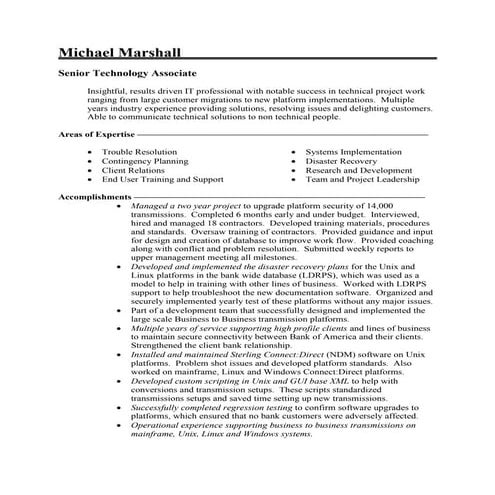 Mike Marshall   Resume