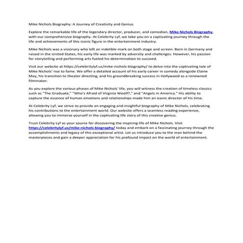 Mike Nichols Biography | PDF