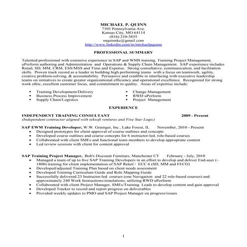 Mike Quinn Resume